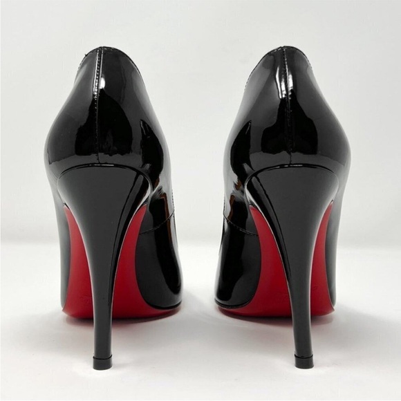Christian Louboutin Particule Black Patent Leather 100mm Heels - Picture 5 of 8